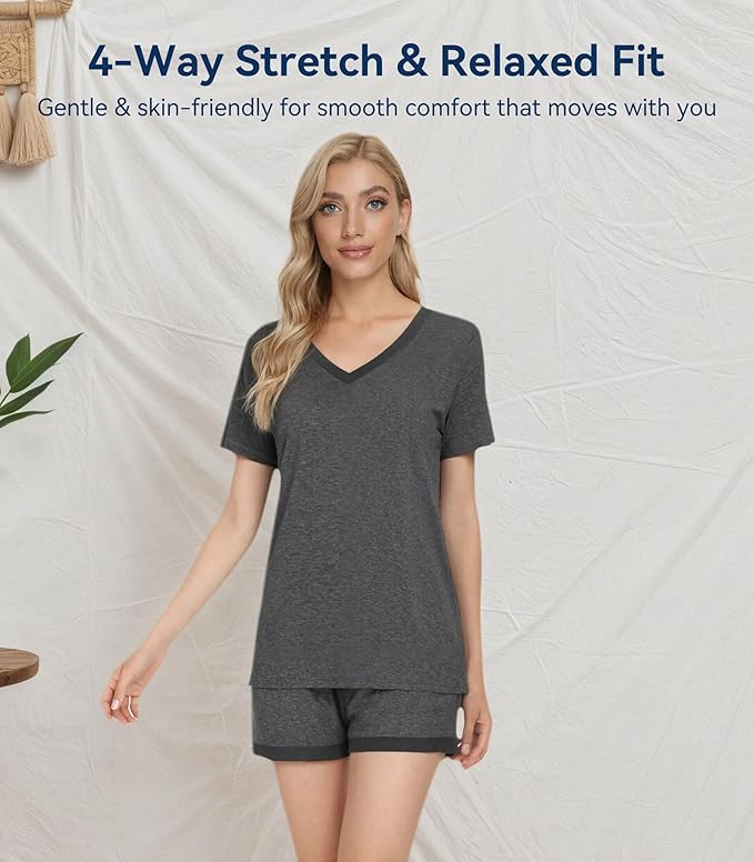 Women's Bamboo Cooling Pajama Set - Short Sleeve - 2 Piece