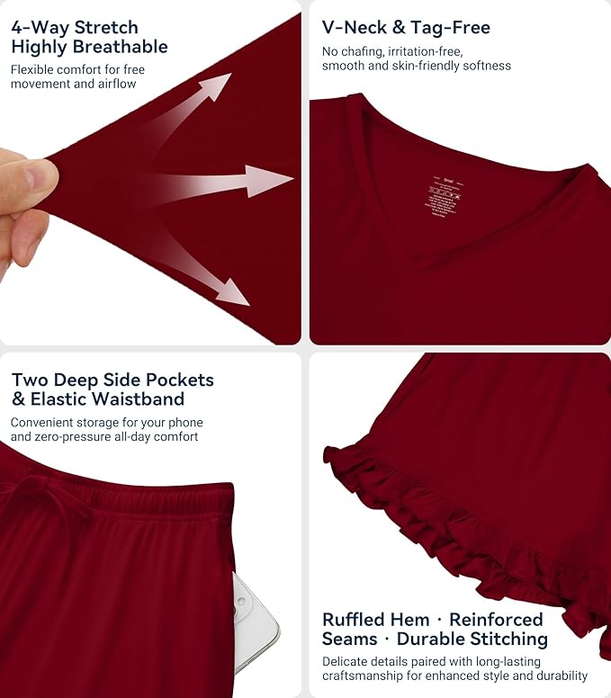 Bamboo Cooling Shorts Pajama Set - Short Sleeve - 2 Piece