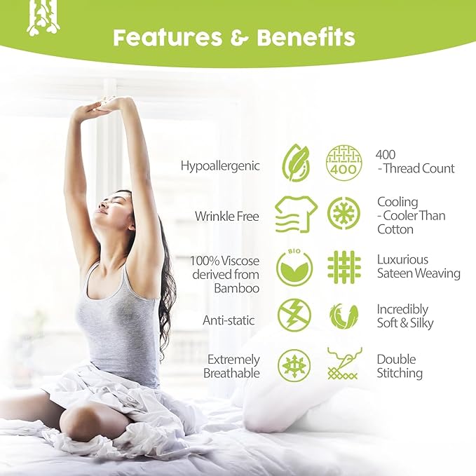 Bamboo Cooling Bed Sheet Set - Queen - 6 Piece