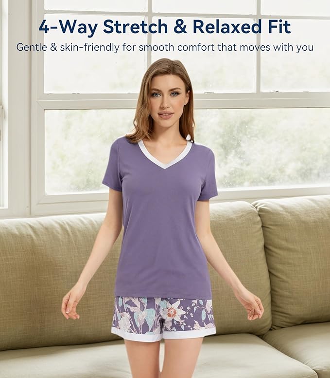 Women's Bamboo Cooling Pajama Set - Short Sleeve - 2 Piece