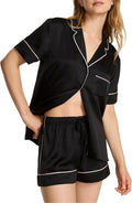 Women's Satin Shorts Pajama Set - Short Sleeve - 2 Piece