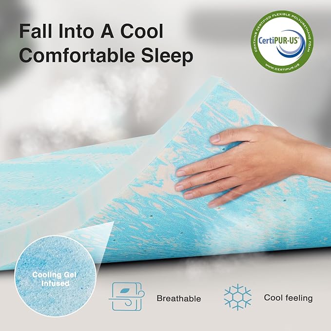 Memory Foam Cooling Mattress Topper - Queen