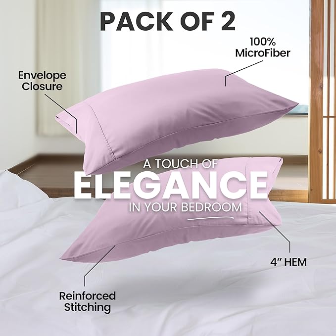 Microfiber Pillowcase Set - King - 20 x 40 in - 2 Pack