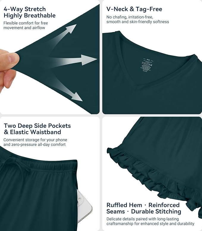 Bamboo Cooling Shorts Pajama Set - Short Sleeve - 2 Piece