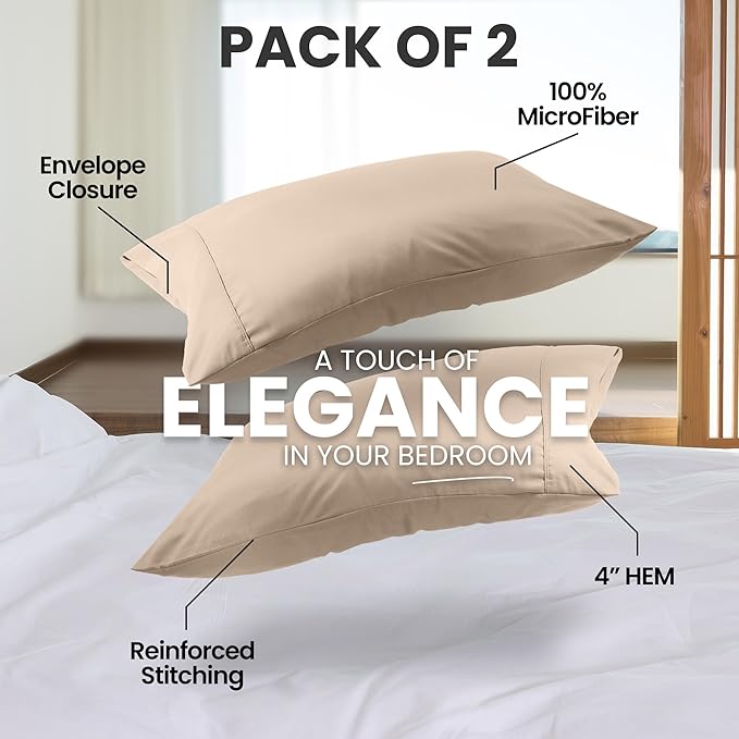 Microfiber Pillowcase Set - King - 20 x 40 in - 2 Pack