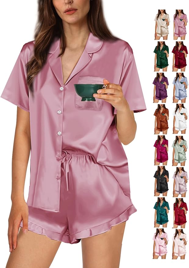 Women's Satin Pajama Set - 2 Piece