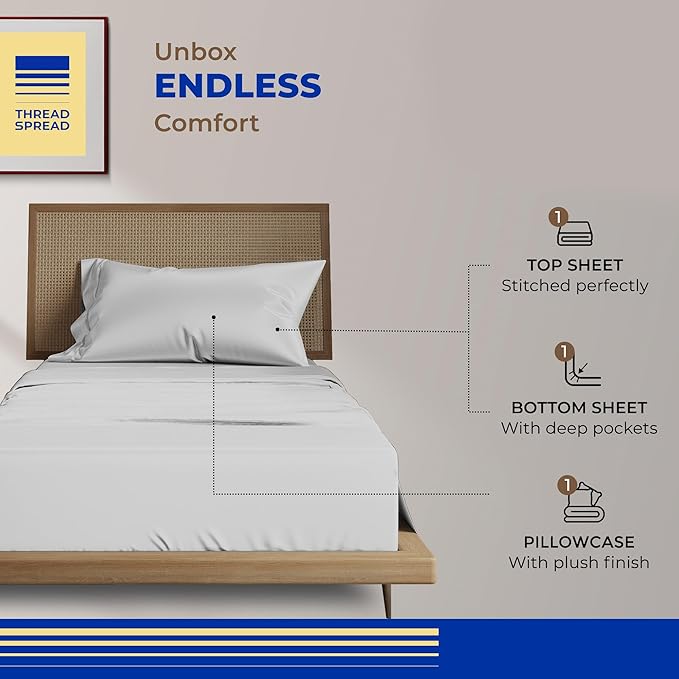 Cooling Bed Sheet Set - Twin - 16 in Deep Pocket - 3 Piece