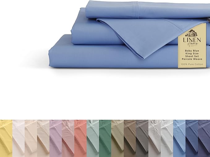 100% Cotton Bed Sheet Set - King - 4 Piece