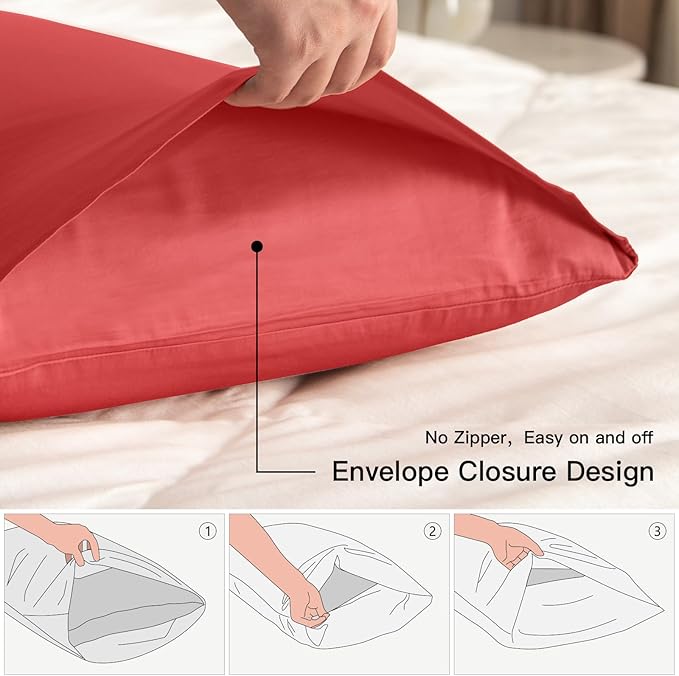 100% Cotton Pillowcase Set - King - 20 x 36 in - 2 Piece