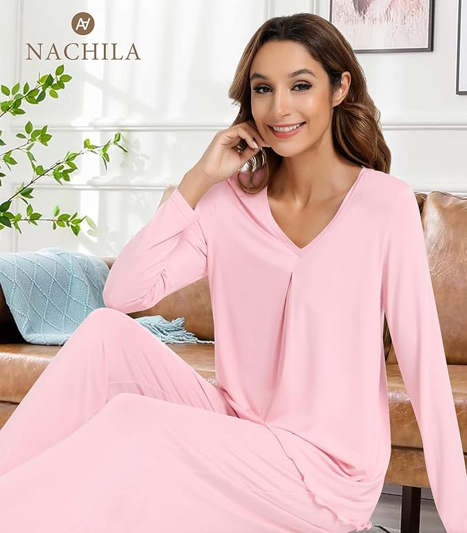 Women's Bamboo Pants Pajama Set - Long Sleeve - 2 Piece