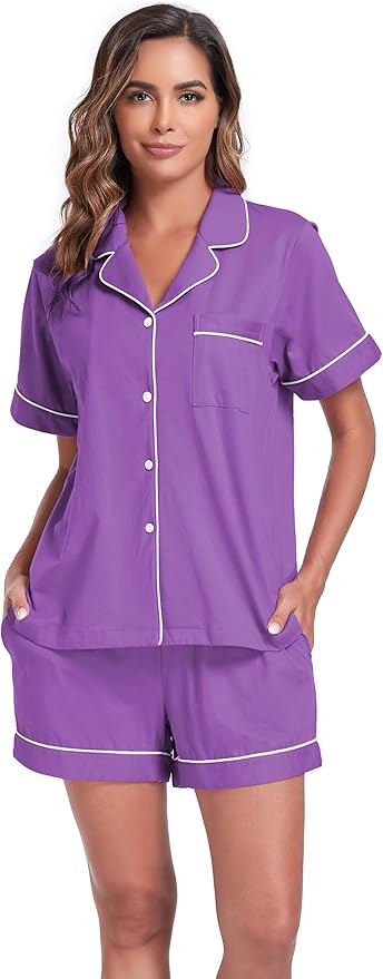 100% Cotton Pajama Set - Short Sleeve - 2 Piece