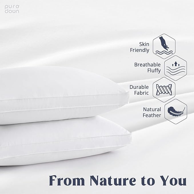 100% Cotton Bed Pillow - Queen - 2 Piece