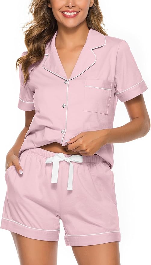 100% Cotton Pajama Set - Short Sleeve - 2 Piece