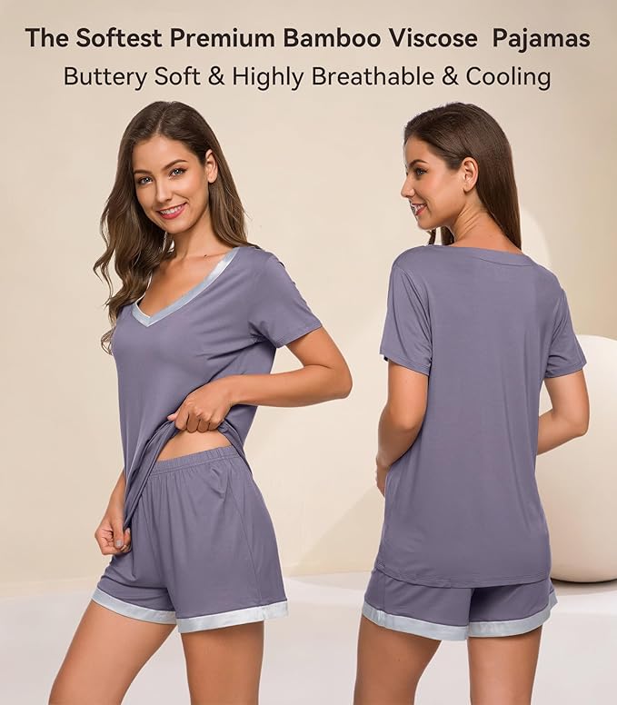 Women's Bamboo Cooling Pajama Set - Short Sleeve - 2 Piece