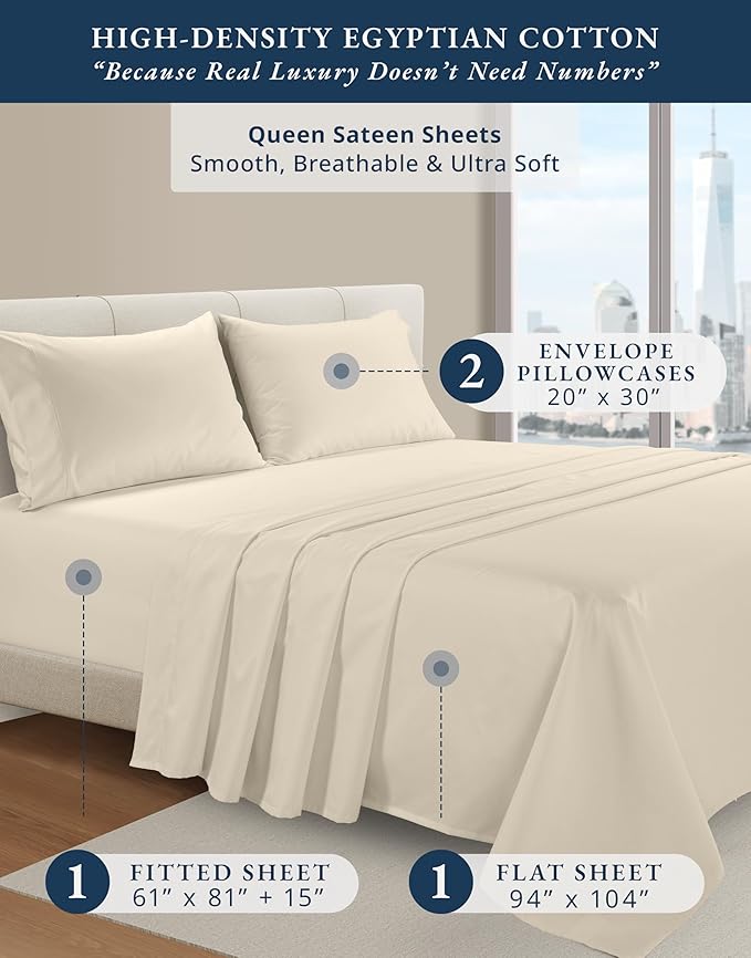 Linen Bed Sheet Set - Queen - 15 in Deep Pocket