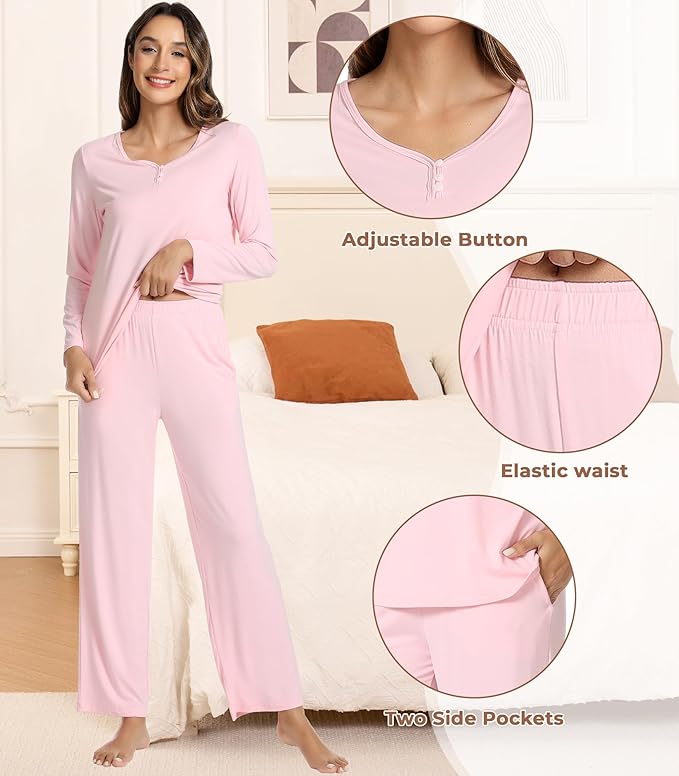 Women's Bamboo Pants Pajama Set - Long Sleeve - 2 Piece