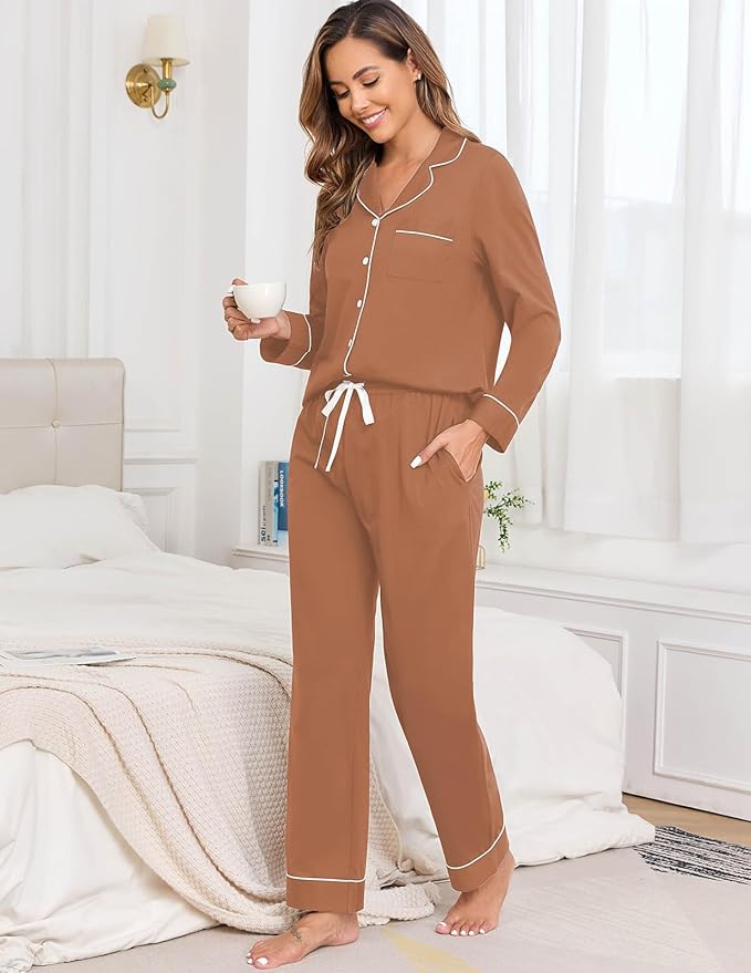 Women's 100% Cotton Pajama Set - Long Sleeve - 2 Piece
