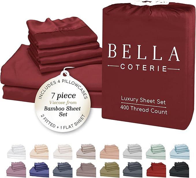 Bamboo Cooling Bed Sheet Set - Split King - 7 Piece