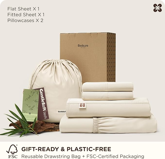 Bamboo Cooling Bed Sheet Set - King - 18 in Deep Pocket - 4 Piece