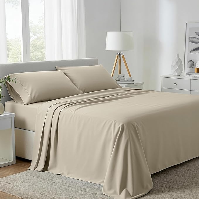 Linen Cooling Bed Sheet Set - California King - 16 in Deep Pocket - 4 Piece