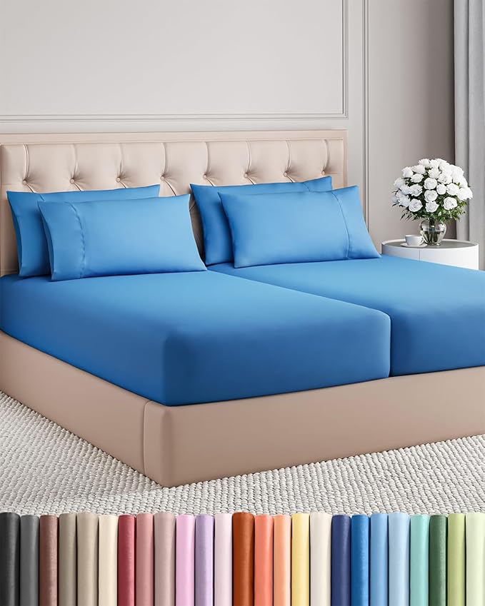 Cooling Bed Sheet Set - Split King - 16 in Deep Pocket - 7 Piece