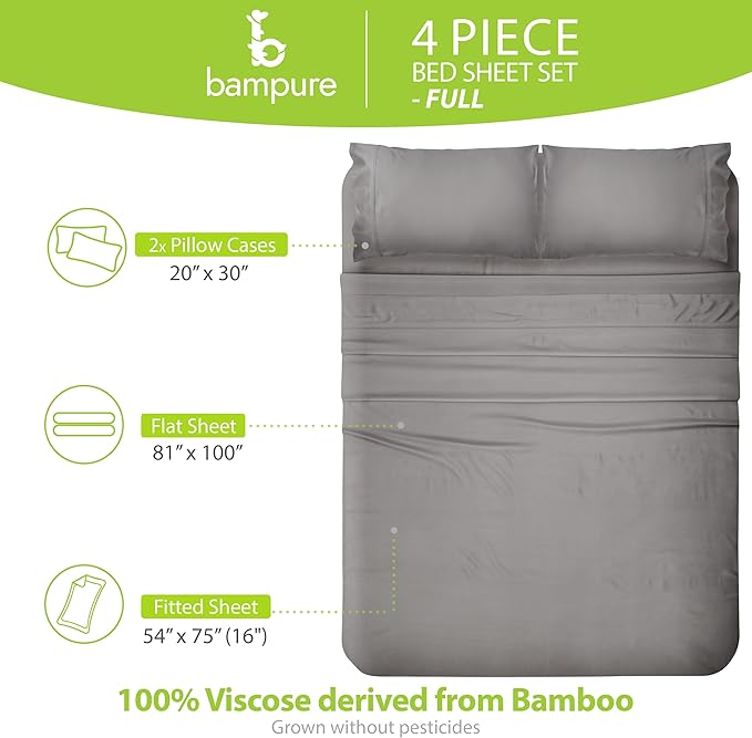 Bamboo Cooling Bed Sheet Set - Full - 4 Piece