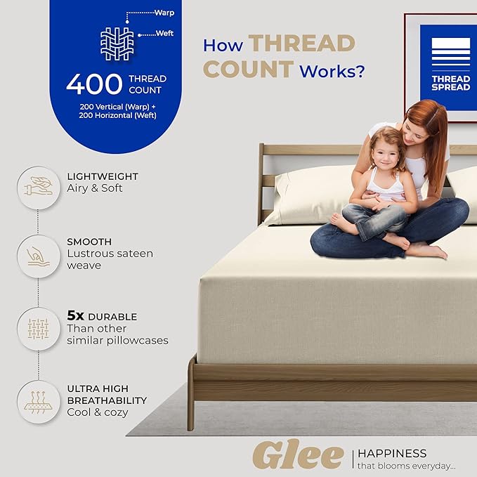 100% Cotton Pillowcase Set - King - 2 Piece