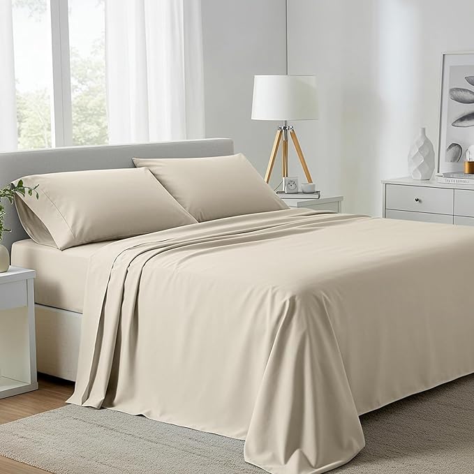 Linen Cooling Bed Sheet Set - Queen - 16 in Deep Pocket - 4 Piece
