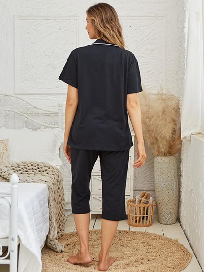Capri Pajama Set - Short Sleeve - 2 Piece