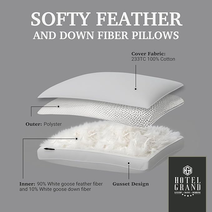 100% Cotton Bed Pillow - Queen - 2 Piece