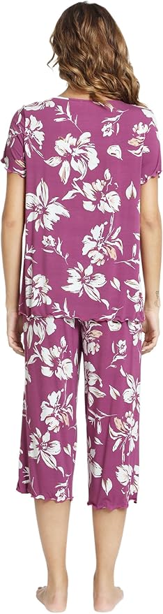 Bamboo Capri Pajama Set - Short Sleeve - 2 Piece