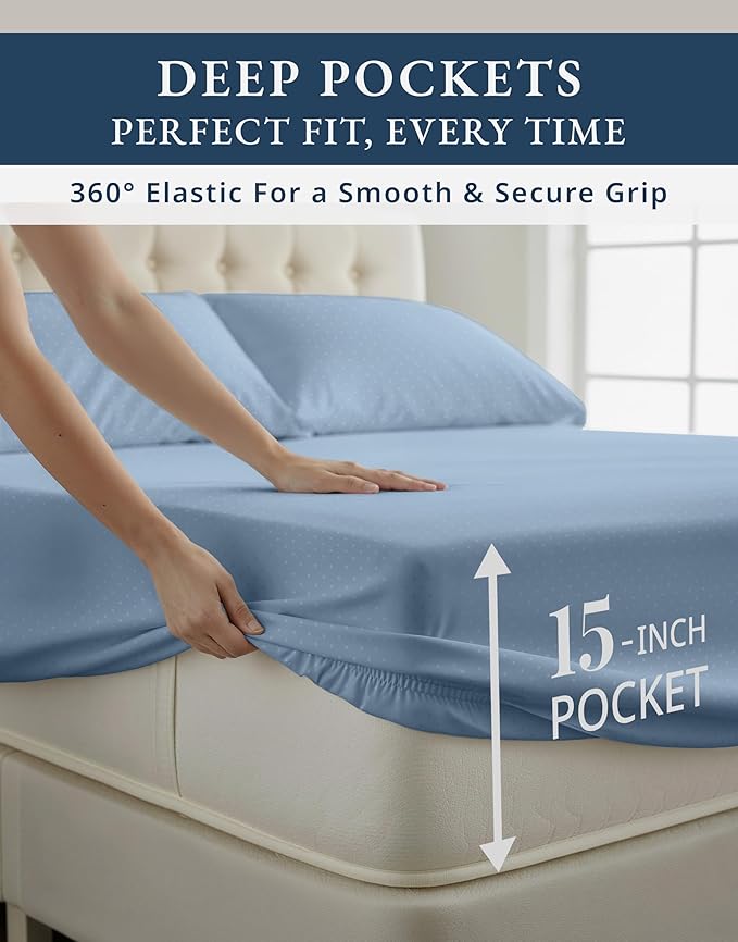 Linen Bed Sheet Set - Split King - 15 in Deep Pocket - 5 Piece