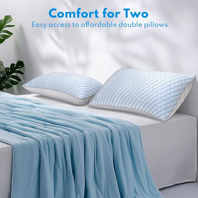Microfiber Cooling Bed Pillow - Queen - 2 Piece