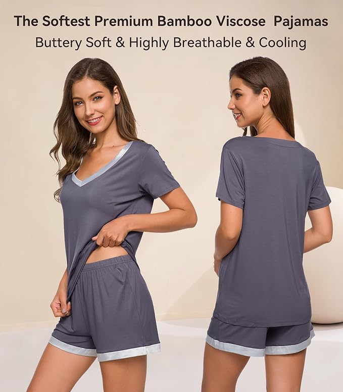 Women's Bamboo Cooling Pajama Set - Short Sleeve - 2 Piece