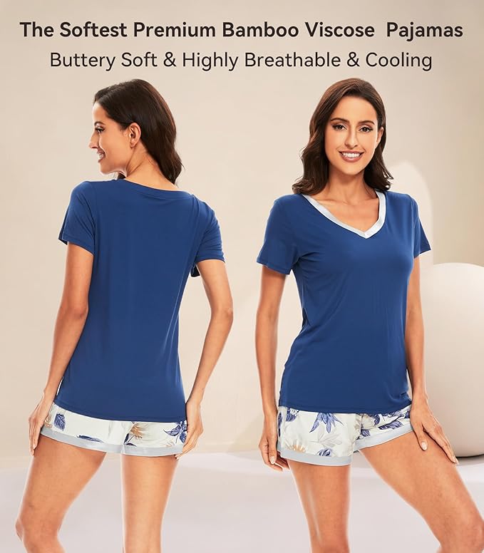 Women's Bamboo Cooling Pajama Set - Short Sleeve - 2 Piece