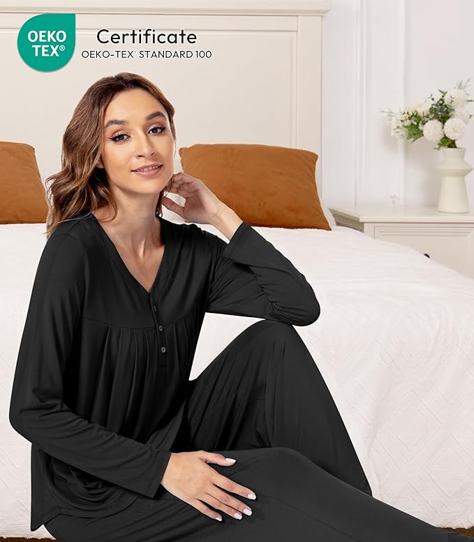 Women's Bamboo Pants Pajama Set - Long Sleeve - 2 Piece