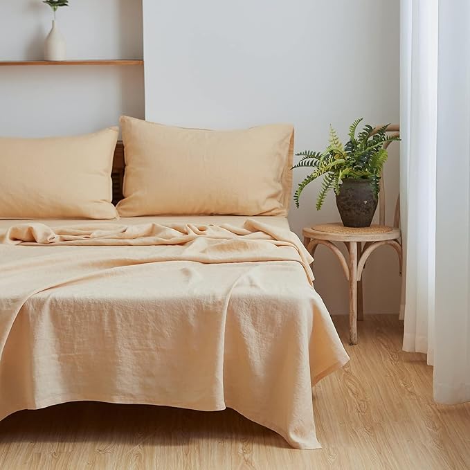 Linen Bed Sheet Set - California King - 4 Piece