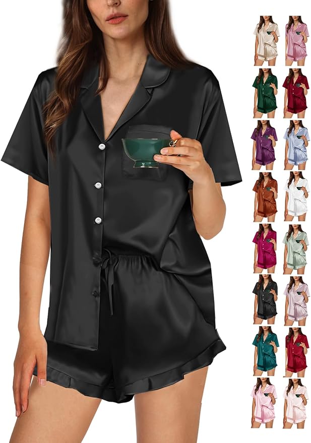 Women's Satin Pajama Set - 2 Piece