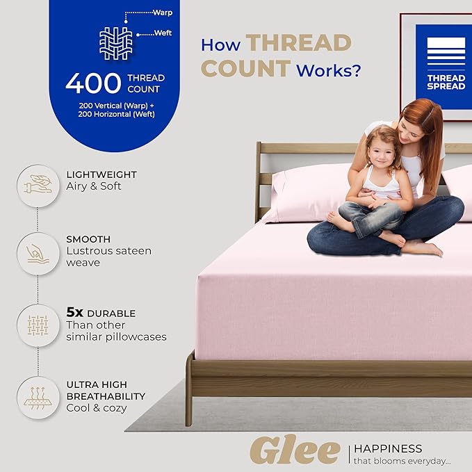 100% Cotton Cooling Pillowcase Set - Queen - 2 Piece