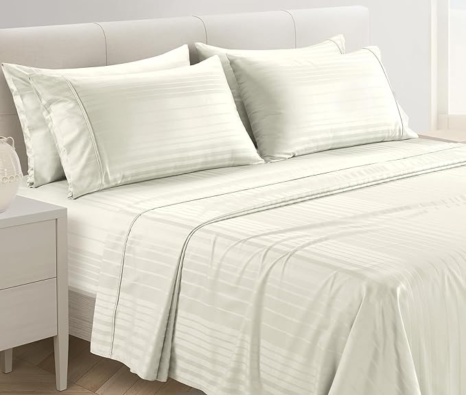 100% Cotton Bed Sheet Set - California King - 15 in Deep Pocket - 6 Piece