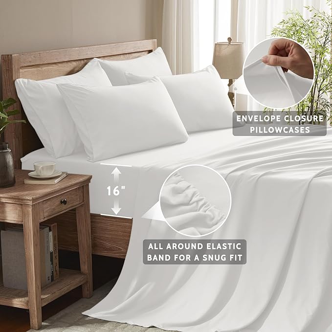Cooling Bed Sheet Set - King - 16 in Deep Pocket - 6 Piece