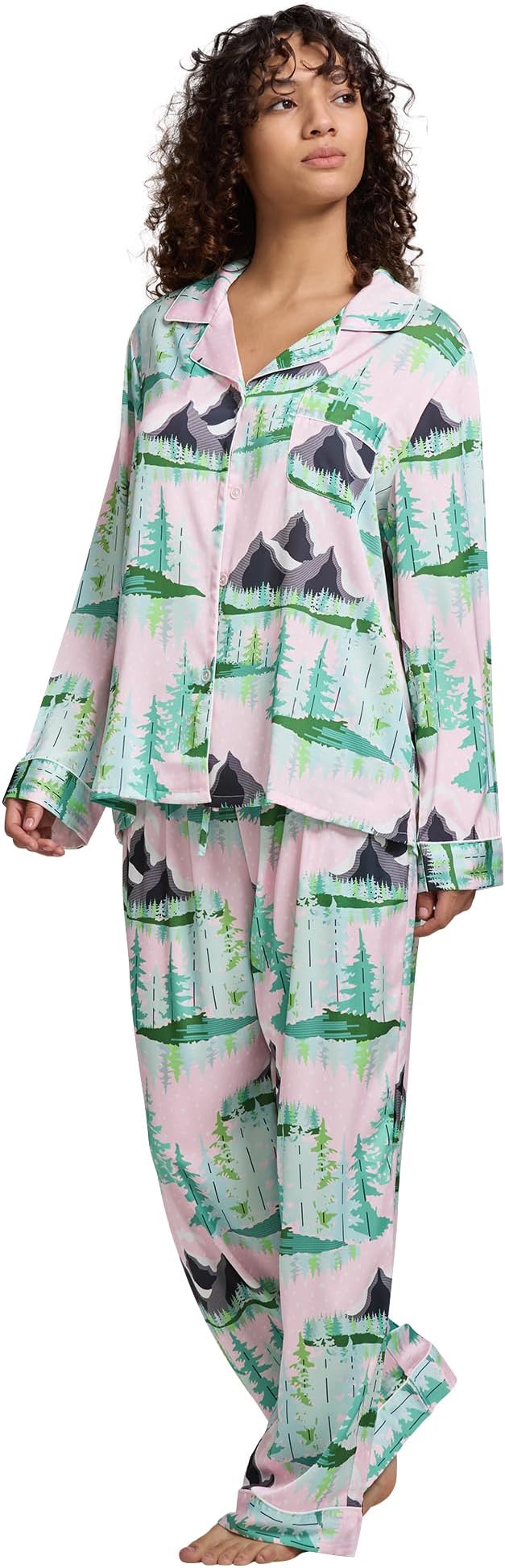 Satin Pajama Set - Long Sleeve - 2 Piece