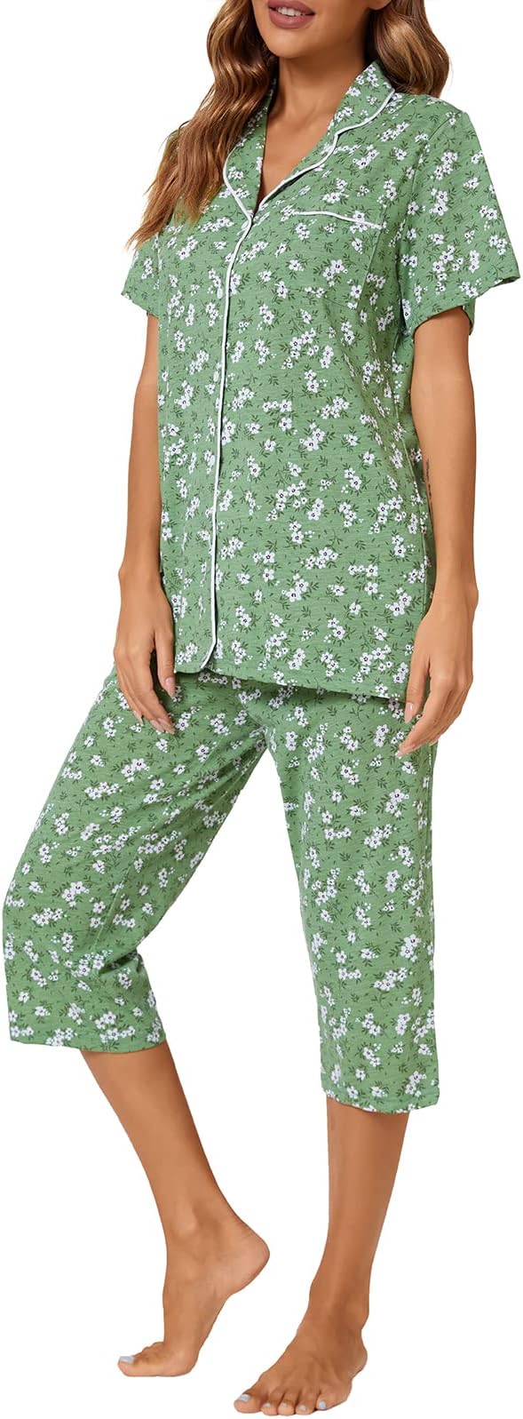 Capri Pajama Set - Short Sleeve - 2 Piece