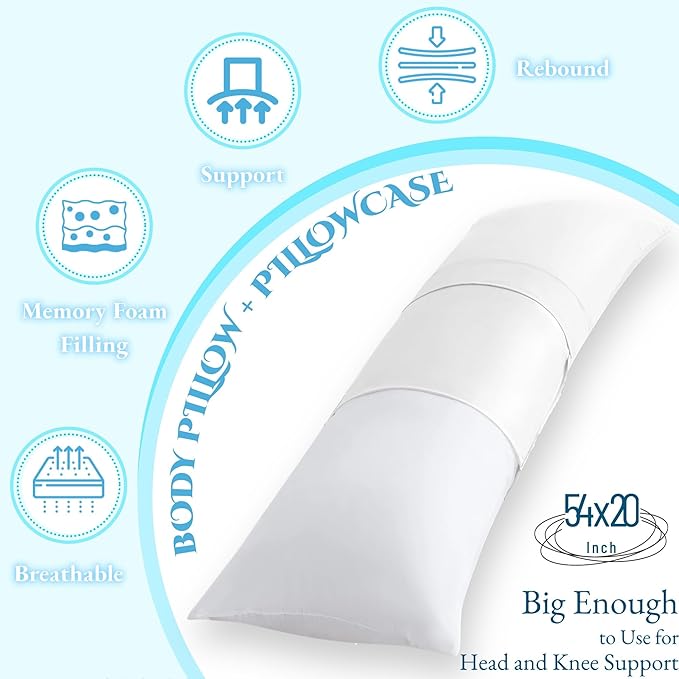Memory Foam Body Pillow - Full - 20 x 54 in