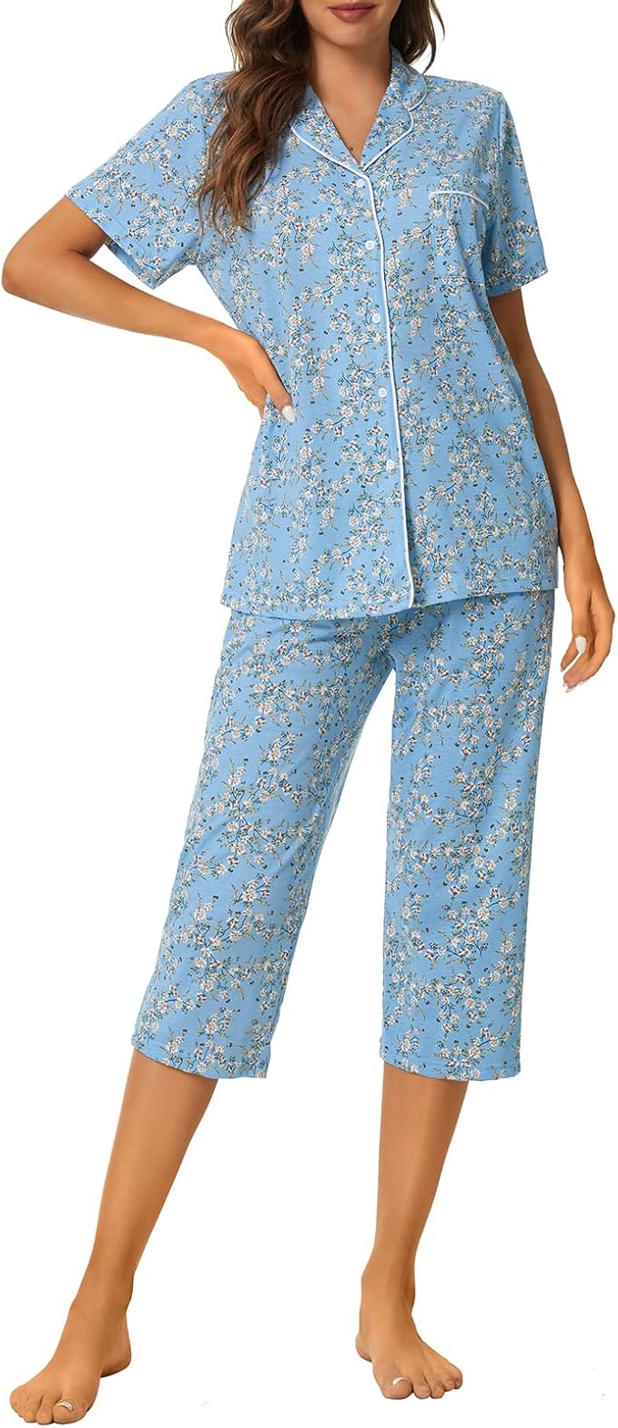 Capri Pajama Set - Short Sleeve - 2 Piece