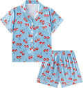 Satin Pajama Set - Short Sleeve - 2 Piece