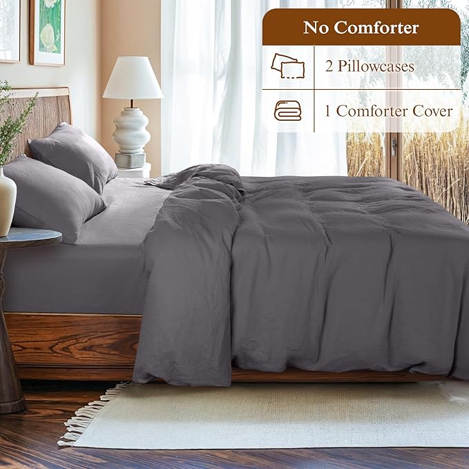 Linen Duvet Cover Set - King - 3 Piece