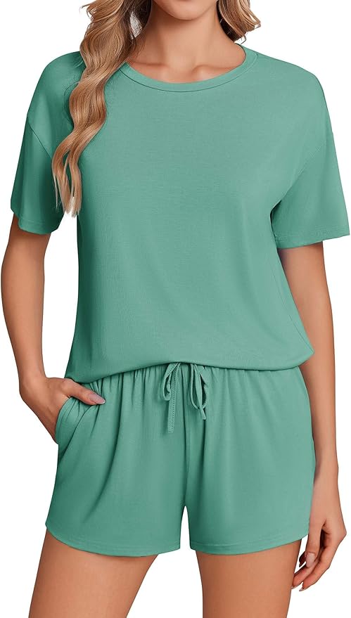 Women's Bamboo Shorts Pajama Set - Short Sleeve - 2 Piece