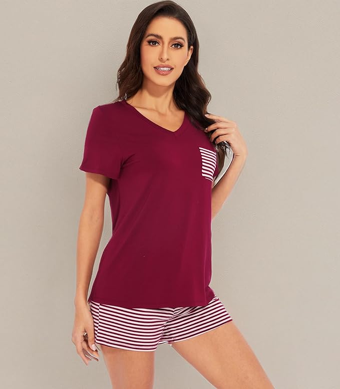 Bamboo Cooling Shorts Pajama Set - Short Sleeve - 2 Piece
