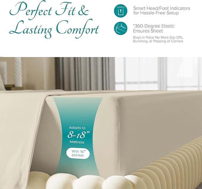 Linen Cooling Bed Sheet Set - Full - 16 in Deep Pocket - 4 Piece